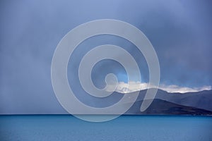 Tibet Lake Phumayumtso dark clouds