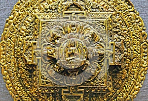 Tibet mandala artwork with gold