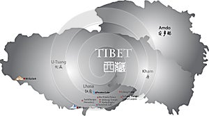 Tibet places point of interest map