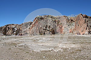 tibet prayer flags in the mountains