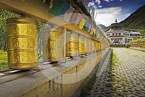 Tibet prayer wheels