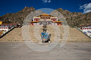 Tibet temple with mountain and square