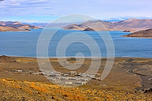 Tibet Yamdrok lake village