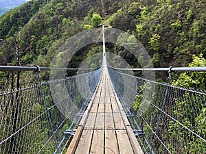 Tibetan bridge Carasc or Ponte Tibetano Valle di Sementina or Tibetische Brucke Carasc, Monte Carasso photo