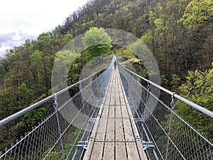 Tibetan bridge Carasc or Ponte Tibetano Valle di Sementina or Tibetische Brucke Carasc, Monte Carasso photo