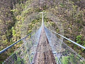 Tibetan bridge Carasc or Ponte Tibetano Valle di Sementina or Tibetische Brucke Carasc, Monte Carasso photo