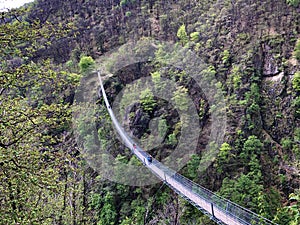 Tibetan bridge Carasc or Ponte Tibetano Valle di Sementina or Tibetische Brucke Carasc, Monte Carasso photo