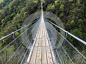 Tibetan bridge Carasc or Ponte Tibetano Valle di Sementina or Tibetische Brucke Carasc, Monte Carasso photo