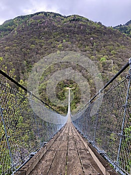 Tibetan bridge Carasc or Ponte Tibetano Valle di Sementina or Tibetische Brucke Carasc, Monte Carasso photo