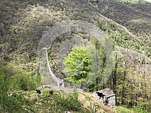 Tibetan bridge Carasc or Ponte Tibetano Valle di Sementina or Tibetische Brucke Carasc, Monte Carasso photo