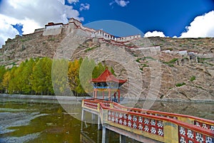 Tibetan bridge and monastery