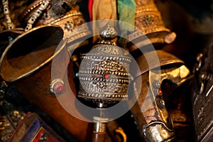 Tibetan Buddhism Om Mani Hand made Copper Prayer Wheel