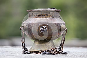 Tibetan Buddhist ceremonies lamp for religious ritual, Nepal