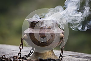 Tibetan Buddhist ceremonies lamp for religious ritual, Nepal