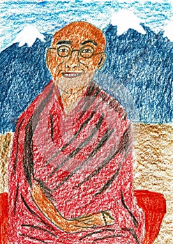 Tibetan Buddhist Monk in the Himalaya