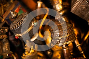 Tibetan Buddhist Om Mani Handmade Copper Prayer Wheel