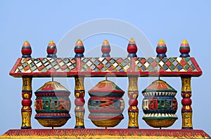 Tibetan Buddhist prayer wheel spinning