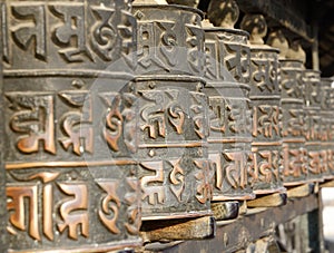 Tibetan buddhist prayer wheels,Nepal