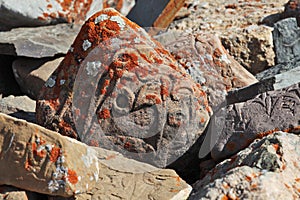 Tibetan Buddhist stone with mantras