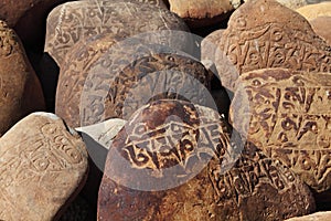 Tibetan Buddhist stone with mantras