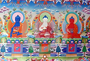 Tibetan Buddhist thangka, traditional painting depicting Buddha