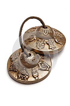 Tibetan Buddhist tingsha cymbals isolated