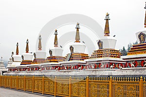 Tibetan Chorten. Stupa In Kumbum Monastery