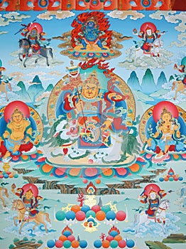 Tibetan deities on the icon in the monastery