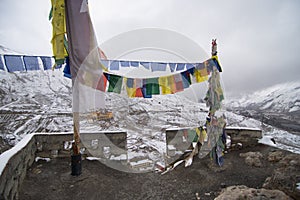 Tibetan Flag - Winter Spiti - Dhankar Village, Spiti Valley, Himachal, India