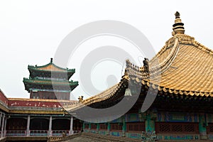 Tibetan hall in landscape architecture of an ancient temple