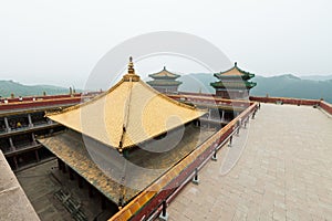 Tibetan hall in landscape architecture of an ancient temple, Che