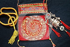 Tibetan Handi craft products Beads Purse studio shot Darjeeling ; West Bengal ; India