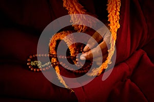 Tibetan Lama, prayer beads, Dalai Lama temple, McLeod Ganj, India