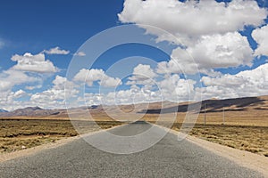 Tibetan landscape with road in the center