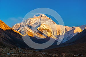 Tibetan plateau scene-Everest(Mount Qomolangma) sunset