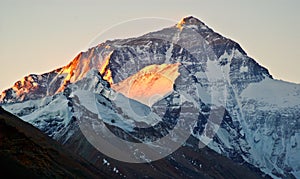 Tibetan plateau scene-Morning sunshine on the Everest (Mount Qomolangma)and lhotse