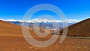 Tibetan plateau scene-Overlook Makalu-Lhotse-Evere st-Cho Oyu