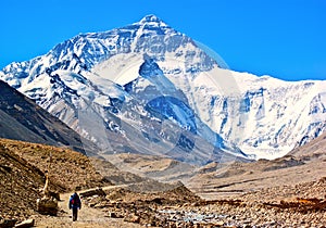 Tibetan plateau scene-The way go to Everest(Mount Qomolangma).