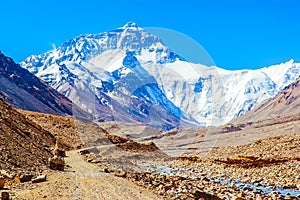 Tibetan plateau scene-The way go to Everest(Mount Qomolangma).