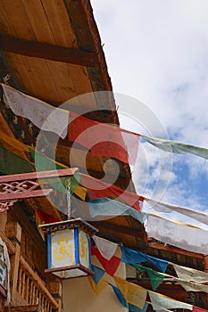 Tibetan prayer flags fluttering in the breeze