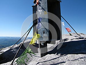 Tibetan prayer flags at the top of Gaustatoppen