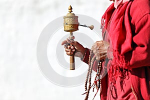 Tibetan Prayer Wheel in Bhutanese prayer, Bhutan