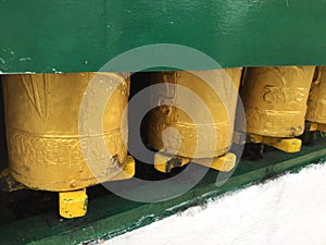 Tibetan Prayer Wheels in the Kora Walk , McLeodgange, Dharamsala, India