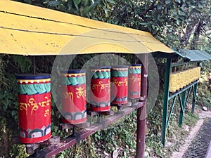 Tibetan Prayer Wheels in motion, the Kora Walk , McLeodgange, Dharamsala, India