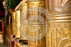 Tibetan prayer wheels in songzanlin monastery