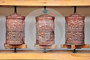 Tibetan prayer wheels at Stupa of Epuyen photo