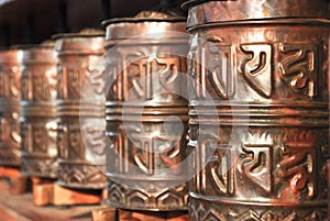 Tibetan prayer wheels at Stupa of Epuyen photo