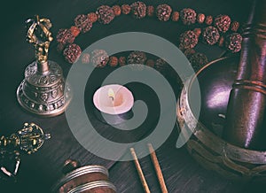 Tibetan religious objects for meditation and alternative medicine