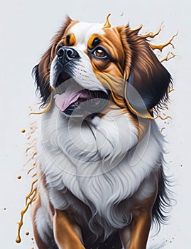 Tibetan Spaniel Dog white background Splash Art 1