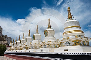 Tibetan Stupa at Thikse Monastery Thikse  Gompa in Ladakh, Jammu and Kashmir, India